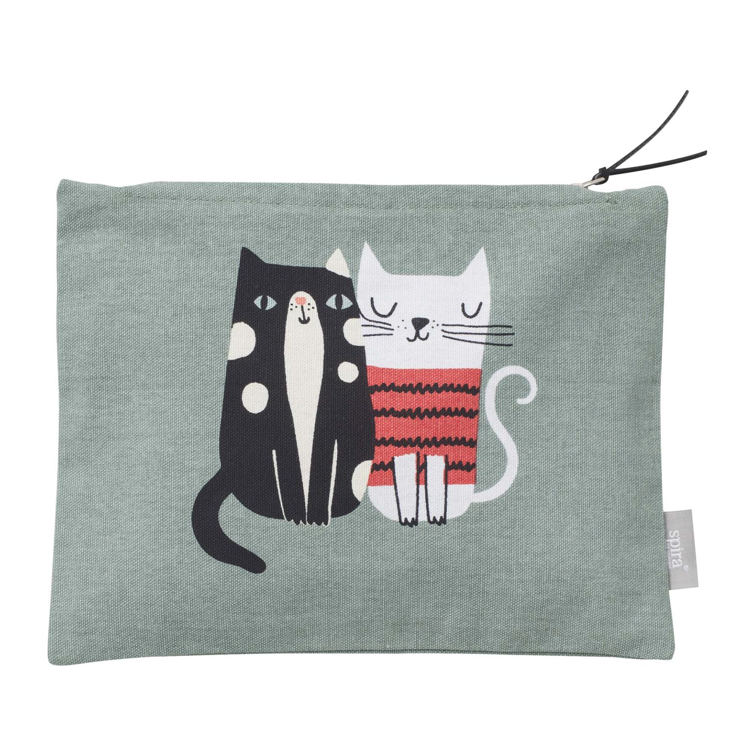 grüner beutel mit katzen motiv