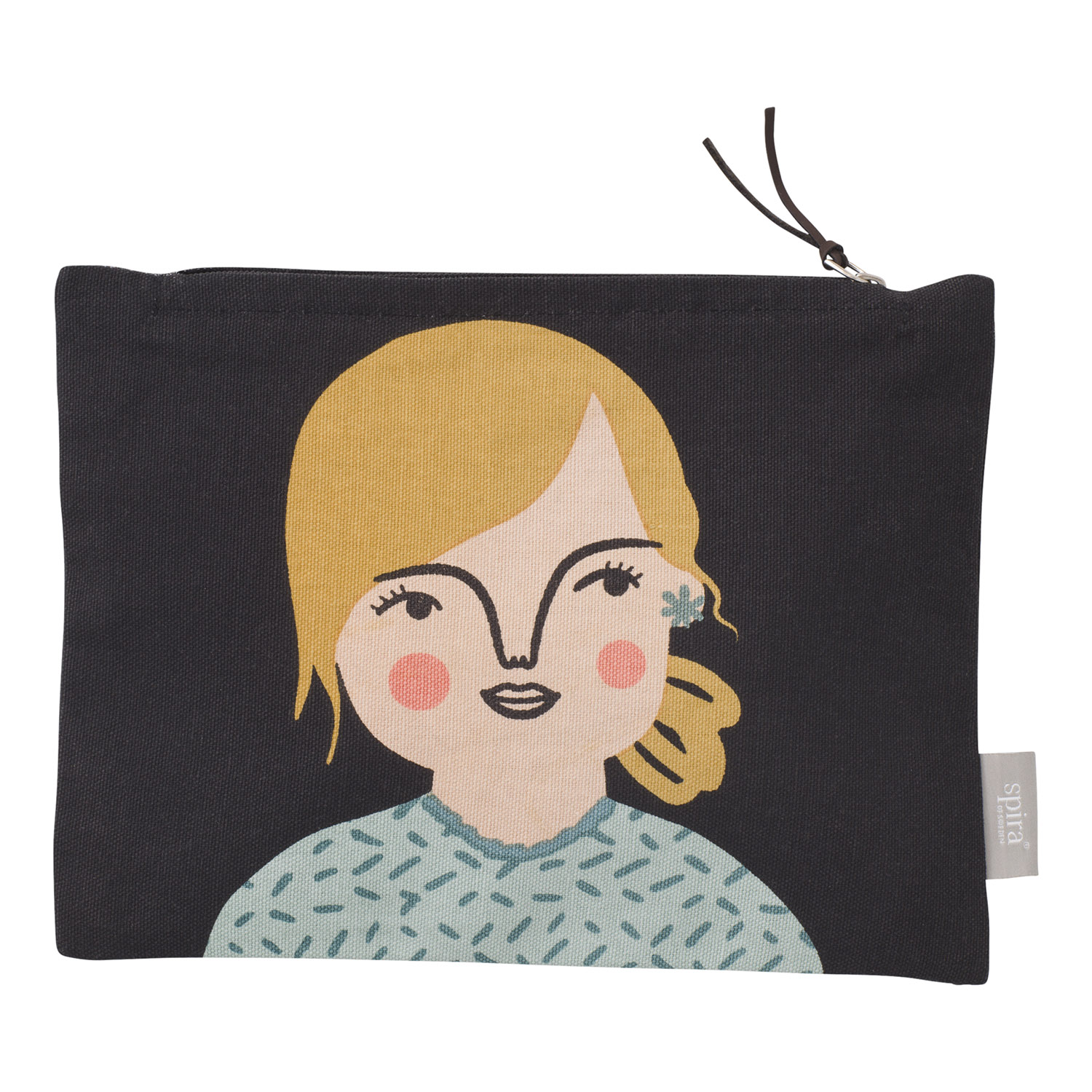 schwarze IDA toiletry bag mit damenmotiv