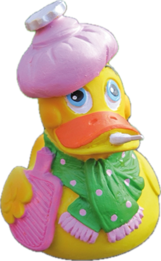 Gute Besserung Quitscheente mit Schal und Termometer