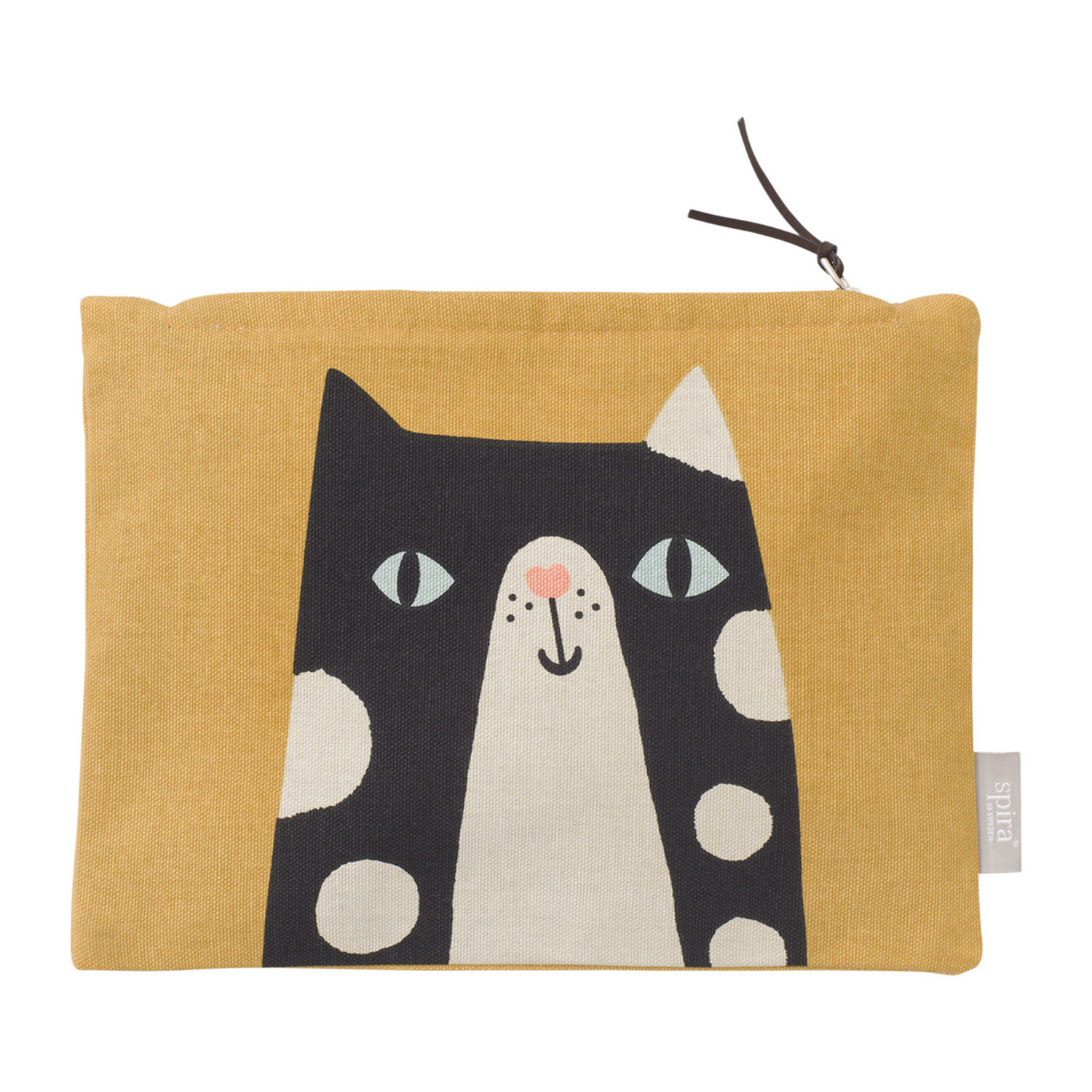 senfgelbe DORIS toiletry bagmit katzenmotiv