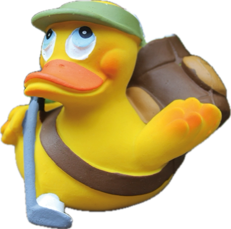 Quitscheente als Golfspieler