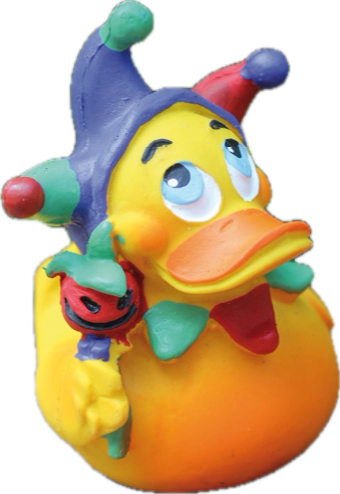 Quitscheente mit Kostüm Fasching