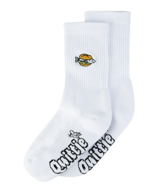 weissesocken mit fischbrötchenmotiv