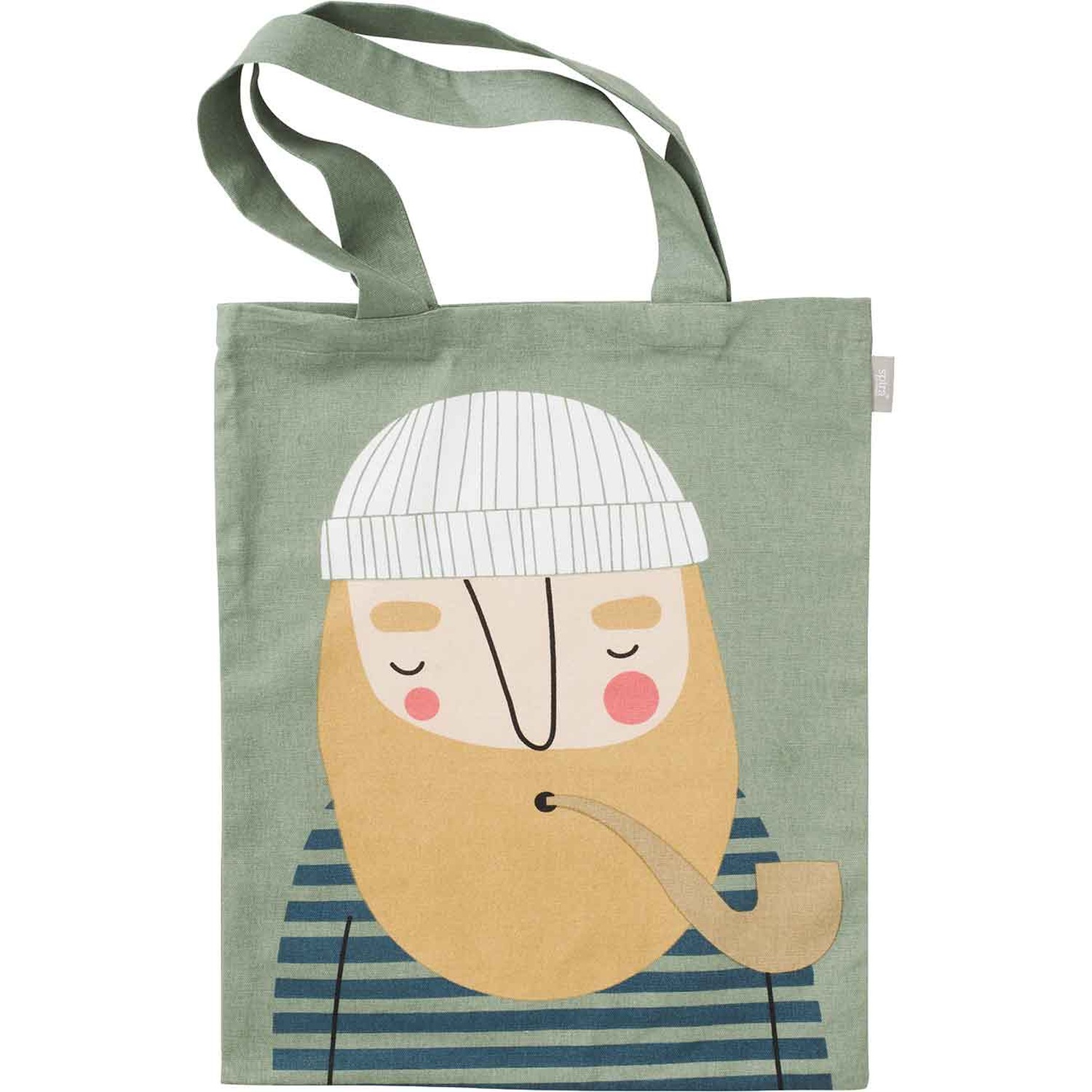 Ebbot grüner beutel mit herren motiv mann mit einer pfeife im mund