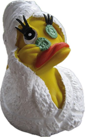 Quitscheente im Bademantel -Wellness-