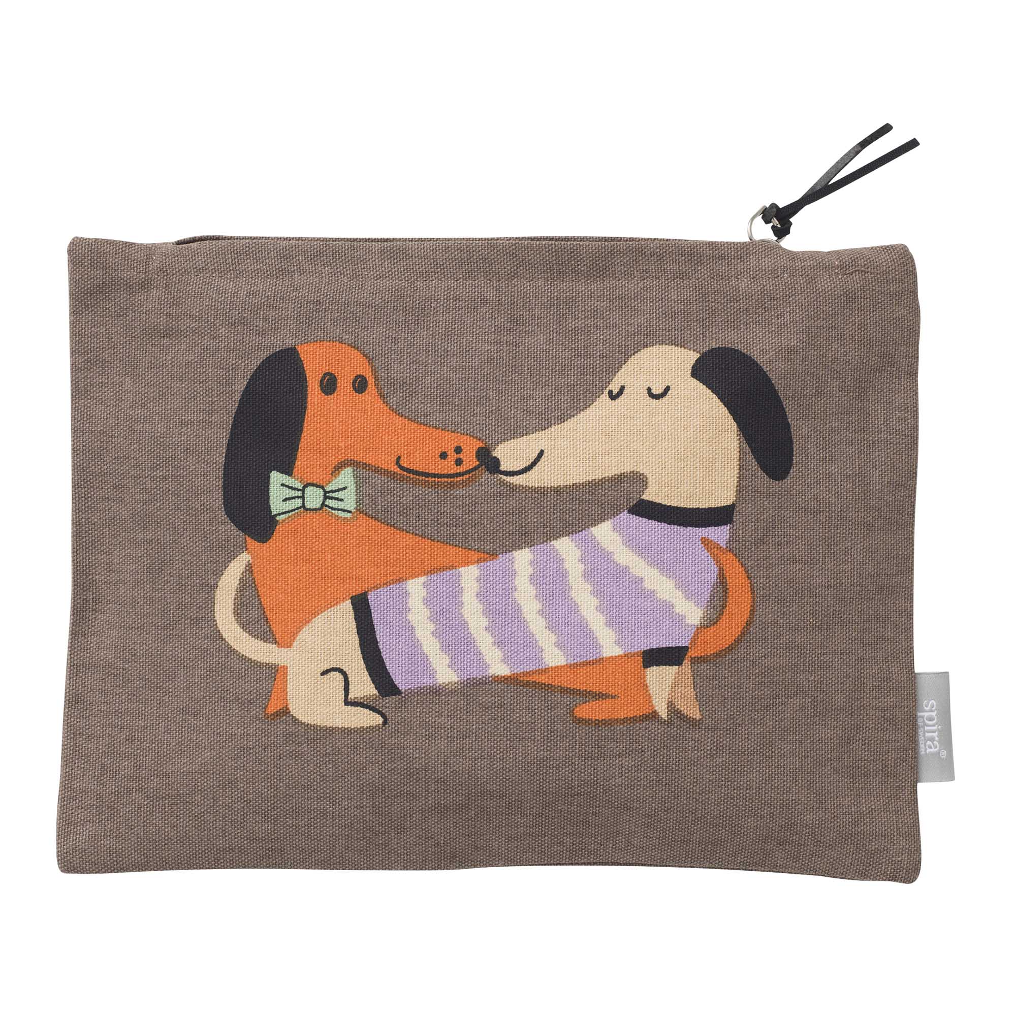 braune HUNDKÄRLEK toiletry bag mit hundemotiv