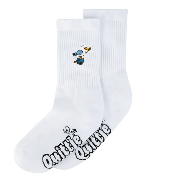 weiße socken mit mövenmotiv