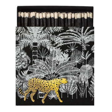 Black Cheetah in Jungle Matches Streichhölzer Verpackung Leopardmotiv