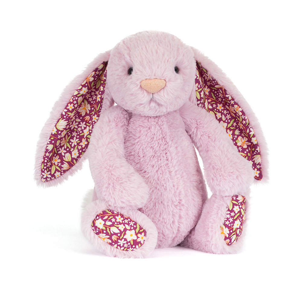 Thistlepop Blossom Luxe Bunny Kuscheltierhase in flieder mit blumenmuster an den füßen und ohren