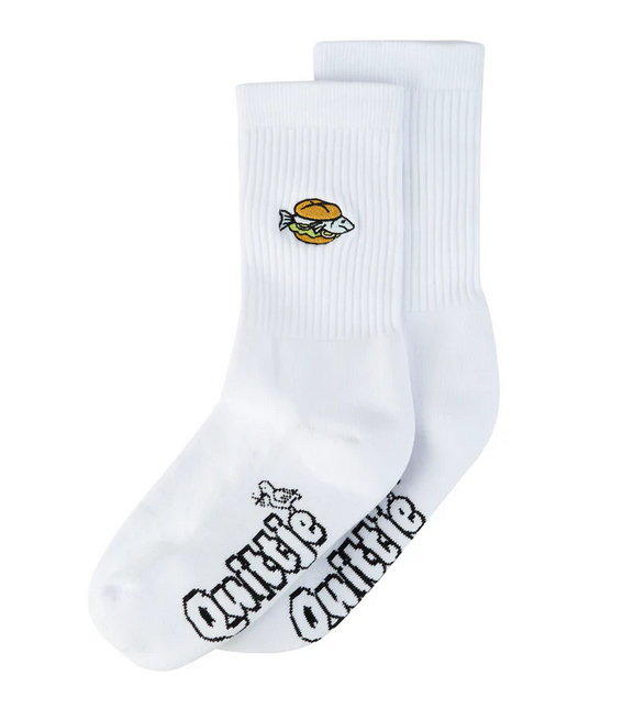 weissesocken mit fischbrötchenmotiv