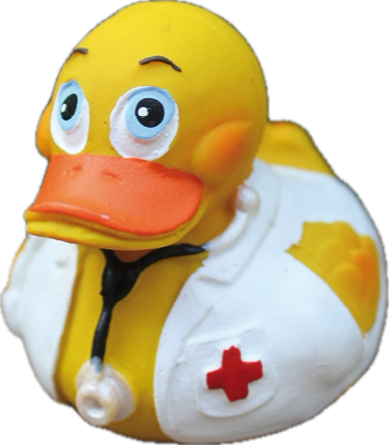 Dr. Dolitre Quitscheente als Arzt